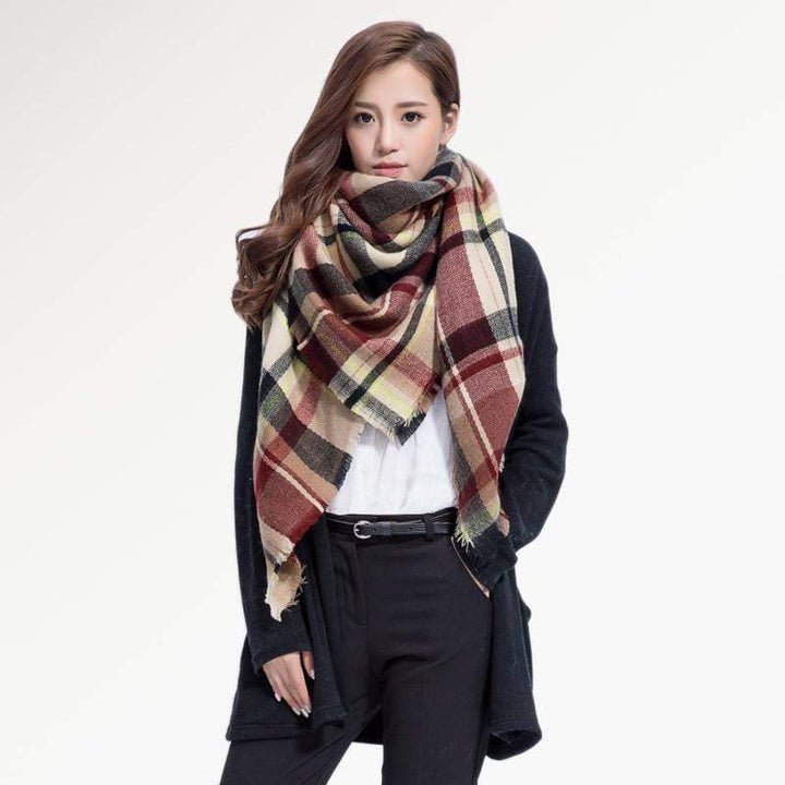 BowLift | Brand Women Winter Plaid Square Knitted Scarf
