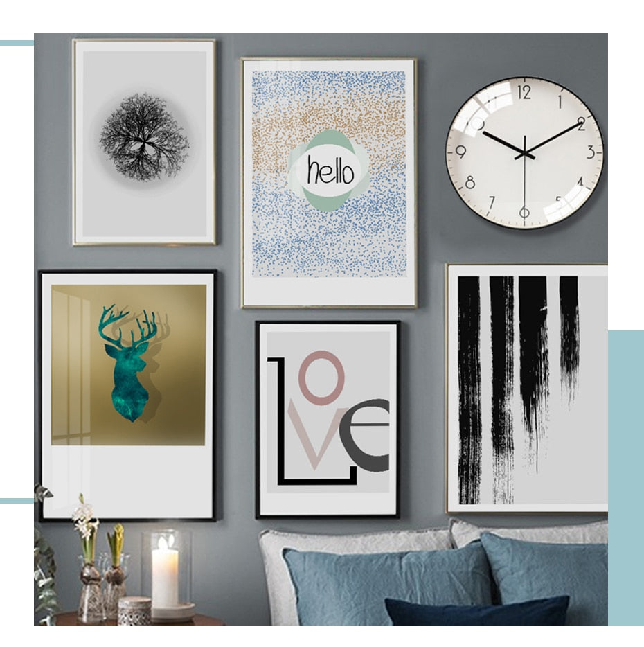 Scandinavia Abstract Love Letters - Canvas Wall Art Painting | Bowlift