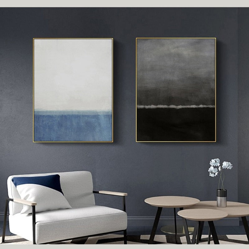 Impressions Of Blue and Black - Canvas Wall Art Painting | Bowlift