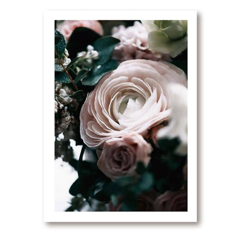 Scandinavia Peony Floral Landscape - Canvas Wall Art Painting | Bowlift