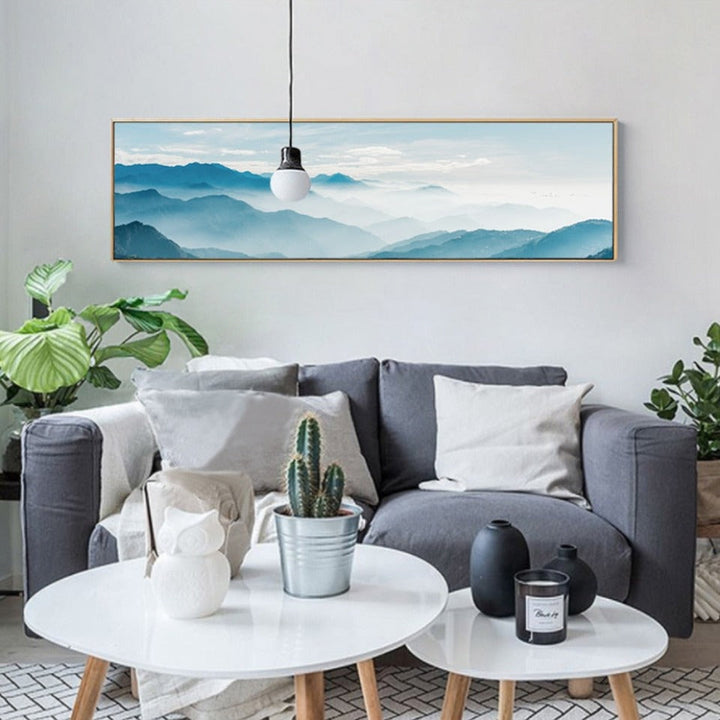 Scandinavia Foggy Mountain Landscape - Canvas Wall Art Painting | Bowlift
