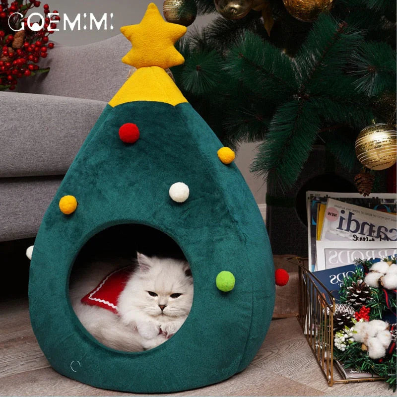 Cat Bed Christmas Tree – CozyTree Haven Bowlift