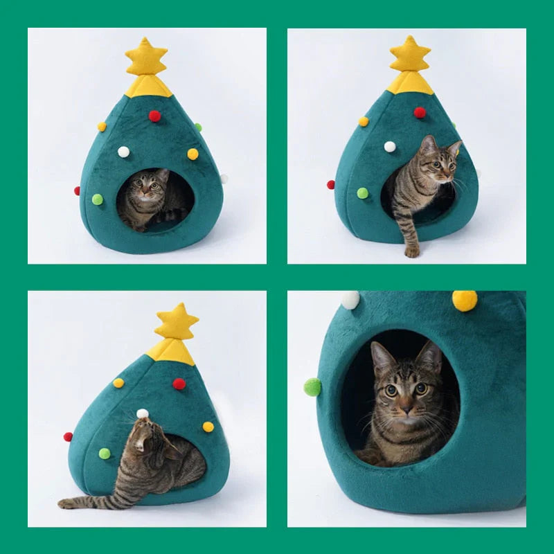 Cat Bed Christmas Tree – CozyTree Haven Bowlift