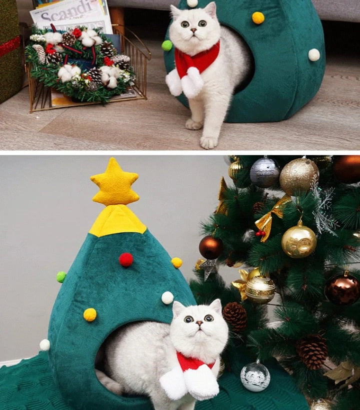 Cat Bed Christmas Tree – CozyTree Haven Bowlift