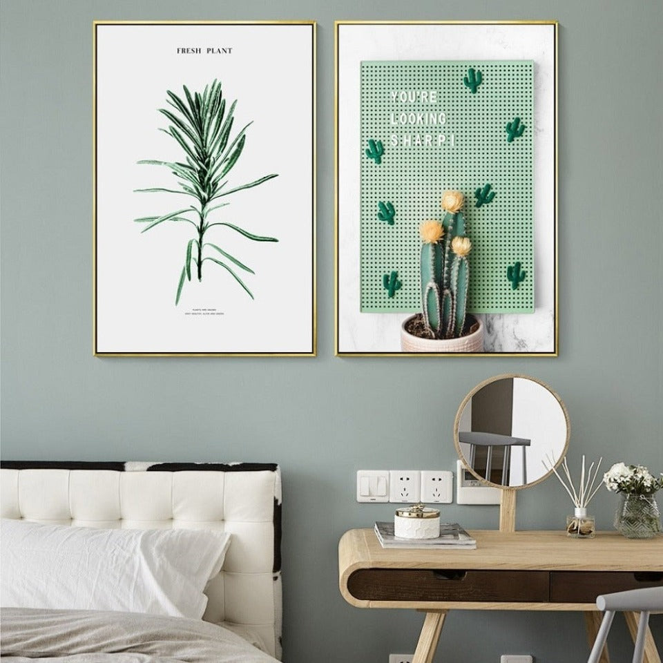 Scandinavia Cactus - Canvas Wall Art Painting | Bowlift