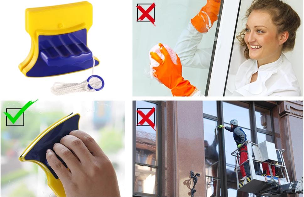 MagnaKlean - Double Sided Glass Cleaning Magnetic Brush | Bowlift