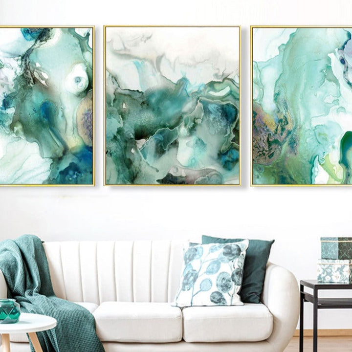 Mint Sea Marble - Canvas Wall Art Painting | Bowlift