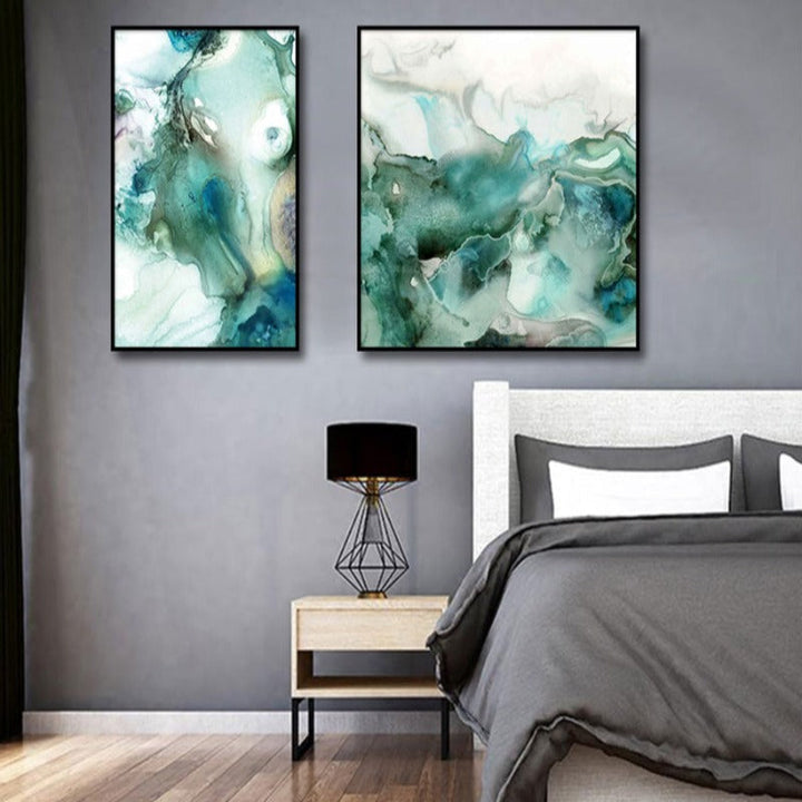 Mint Sea Marble - Canvas Wall Art Painting | Bowlift