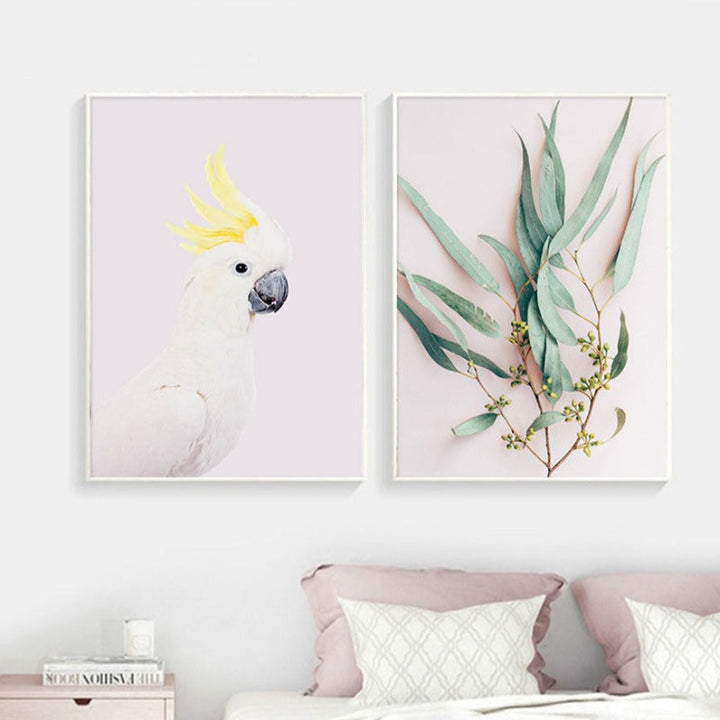 Modern Plants Leaves King Protea Flowers  - Canvas Wall Art Painting | Bowlift