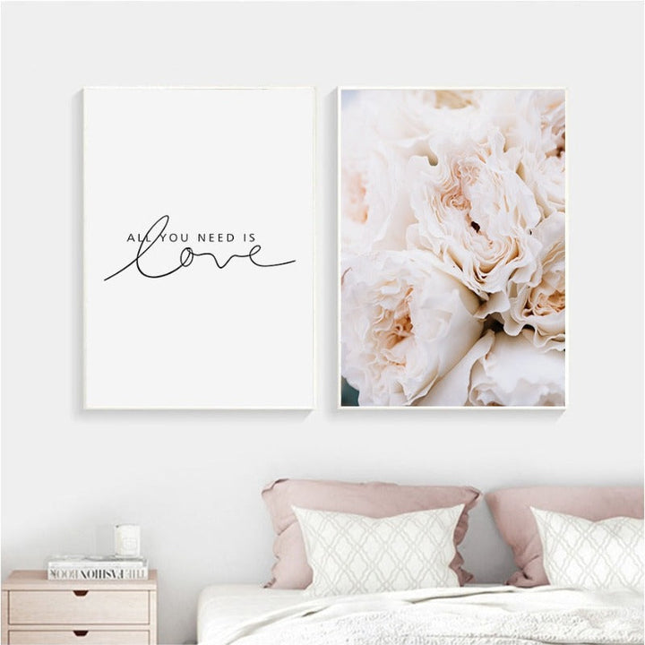 Blush Pink Peonies Wall Art Pictures - Canvas Wall Art Paintings | Bowlift