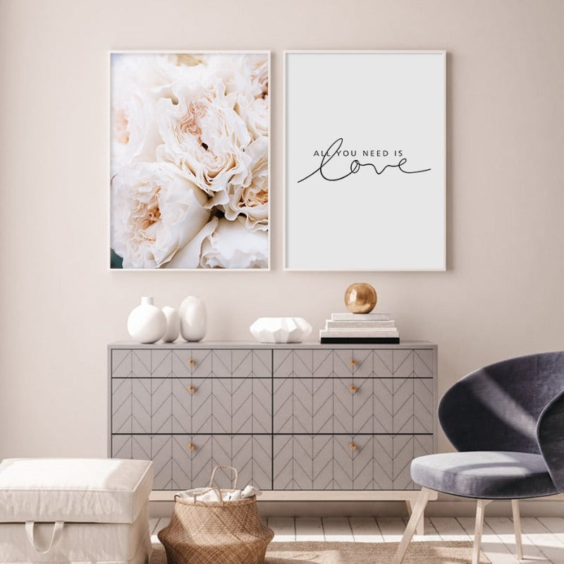 Blush Pink Peonies Wall Art Pictures - Canvas Wall Art Paintings | Bowlift