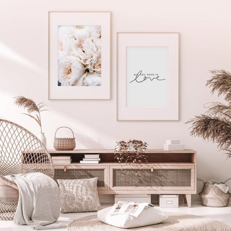 Blush Pink Peonies Wall Art Pictures - Canvas Wall Art Paintings | Bowlift
