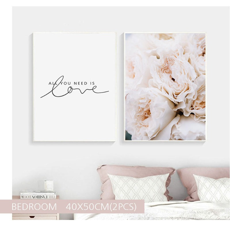 Blush Pink Peonies Wall Art Pictures - Canvas Wall Art Paintings | Bowlift