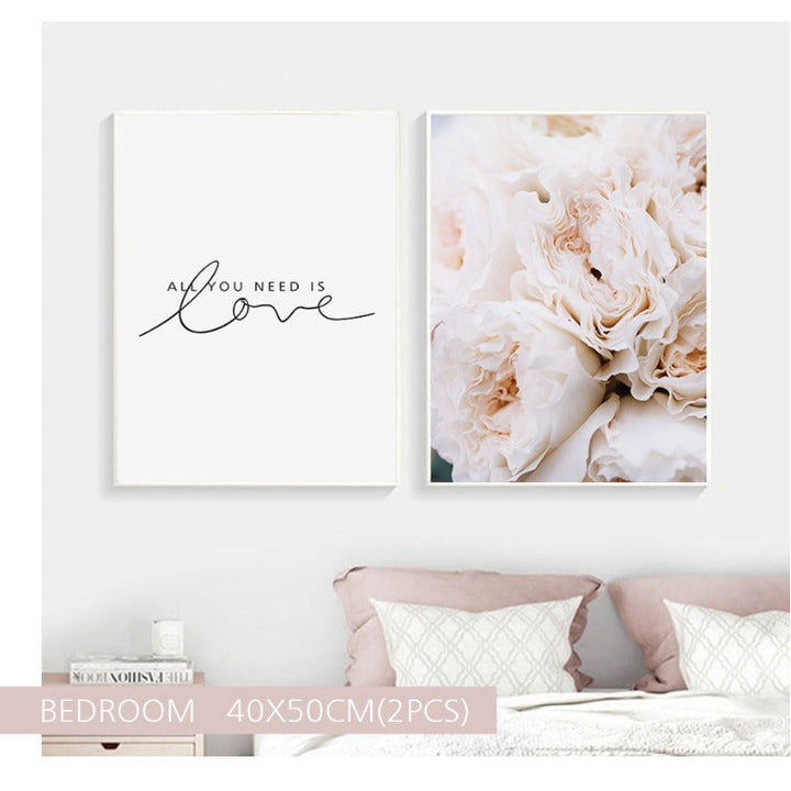 Blush Pink Peonies Wall Art Pictures - Canvas Wall Art Paintings | Bowlift