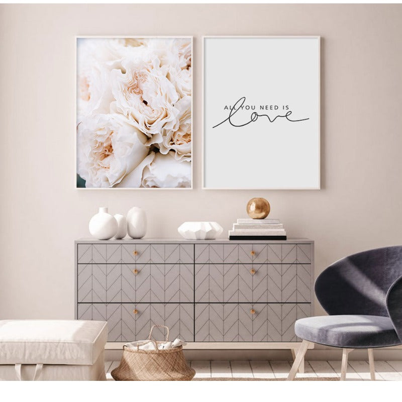 Blush Pink Peonies Wall Art Pictures - Canvas Wall Art Paintings | Bowlift
