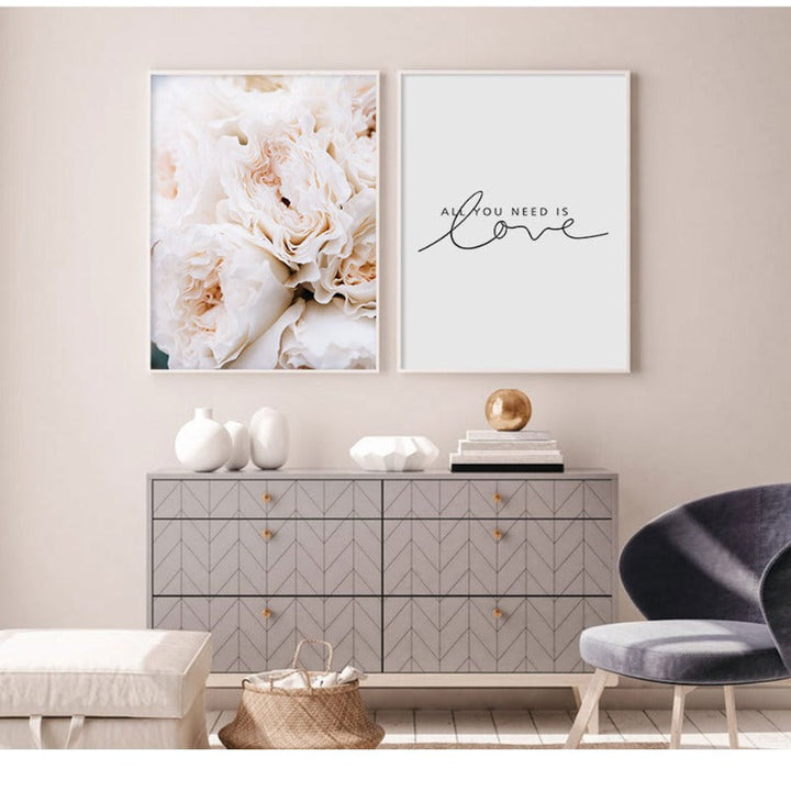 Blush Pink Peonies Wall Art Pictures - Canvas Wall Art Paintings | Bowlift
