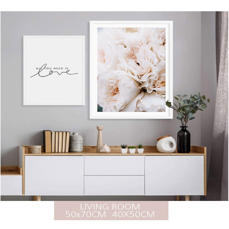 Blush Pink Peonies Wall Art Pictures - Canvas Wall Art Paintings | Bowlift