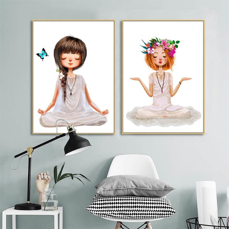 Lovely Yoga Girl Poster - Canvas Wall Art Painting | Bowlift