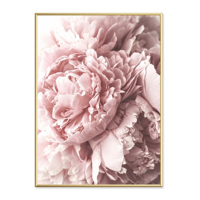 Modern Pink Peony Flower Minimalist Letter - Canvas Wall Art Painting | Bowlift