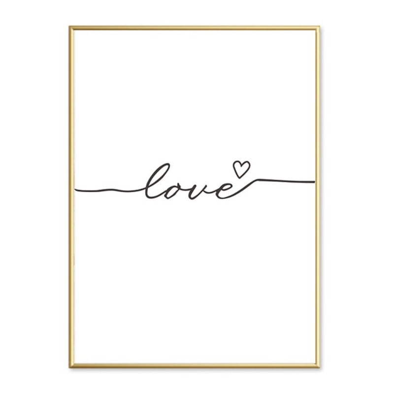 Modern Pink Peony Flower Minimalist Letter - Canvas Wall Art Painting | Bowlift