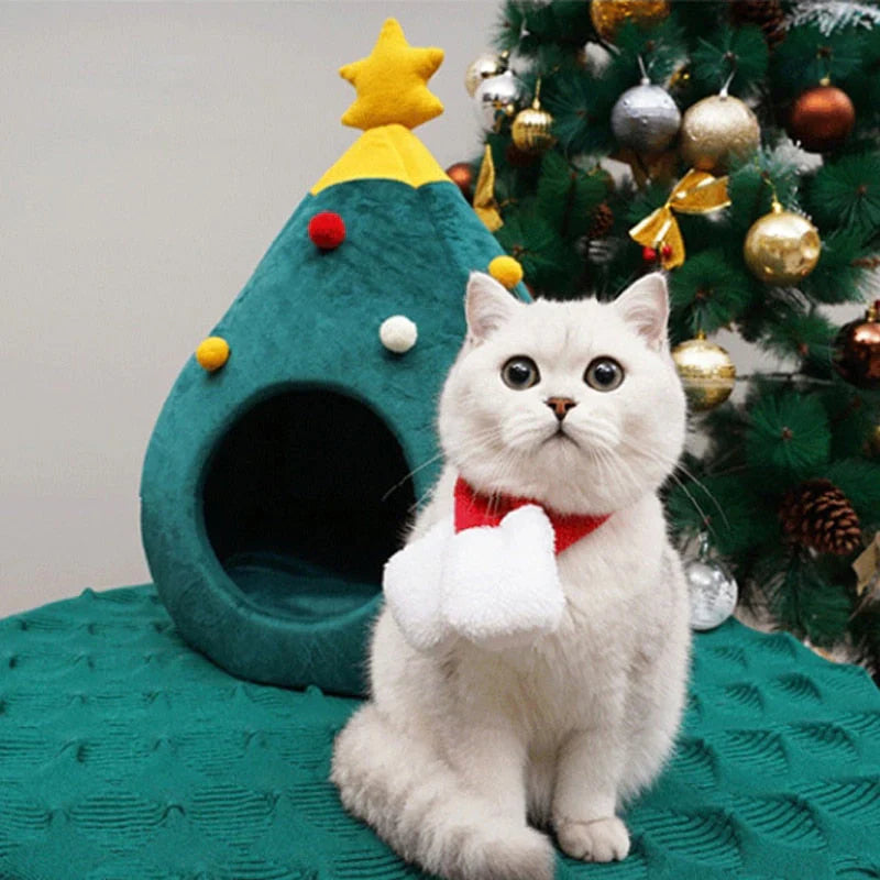 Cat Bed Christmas Tree – CozyTree Haven Bowlift