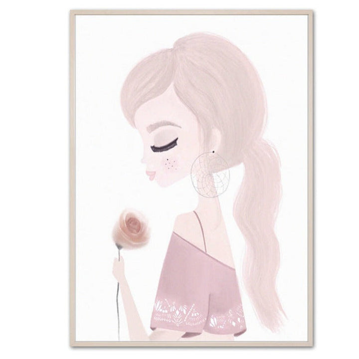 Sweet Pink Unicorn Girls - Canvas Wall Art Painting | Bowlift