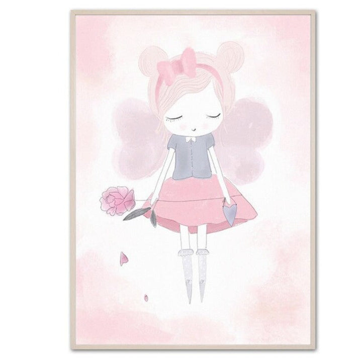 Sweet Pink Unicorn Girls - Canvas Wall Art Painting | Bowlift