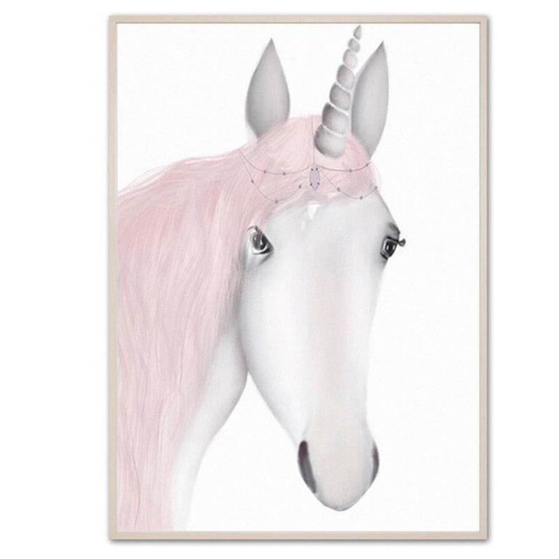 Sweet Pink Unicorn Girls - Canvas Wall Art Painting | Bowlift