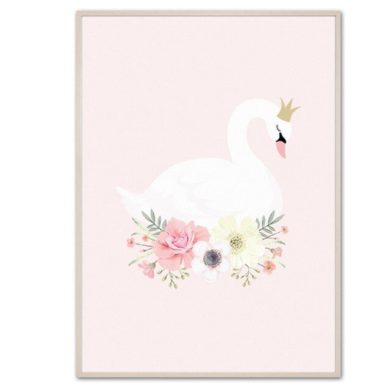 Sweet Pink Unicorn Girls - Canvas Wall Art Painting | Bowlift