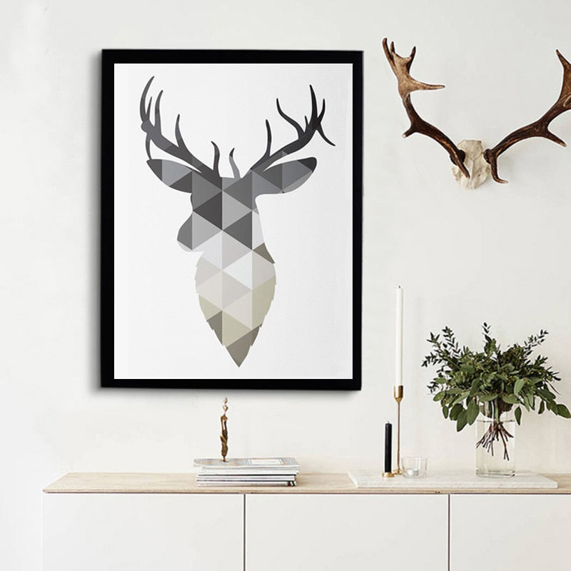 Geometric Deer Faith Quote - Canvas Wall Art Painting | Bowlift