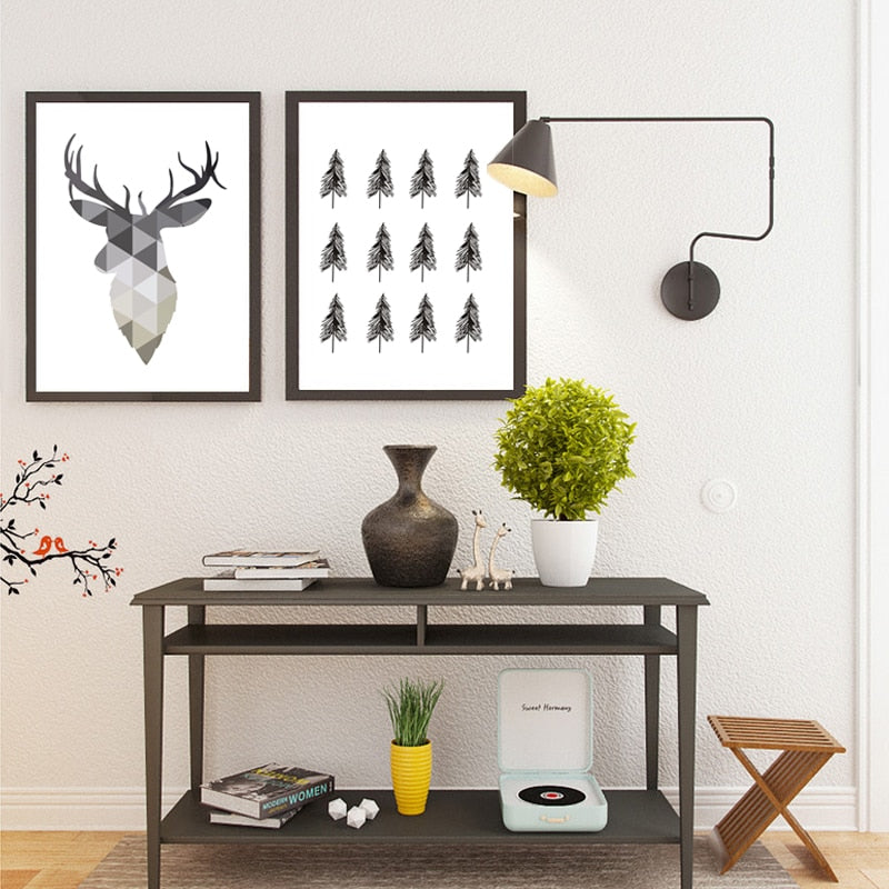 Geometric Deer Faith Quote - Canvas Wall Art Painting | Bowlift