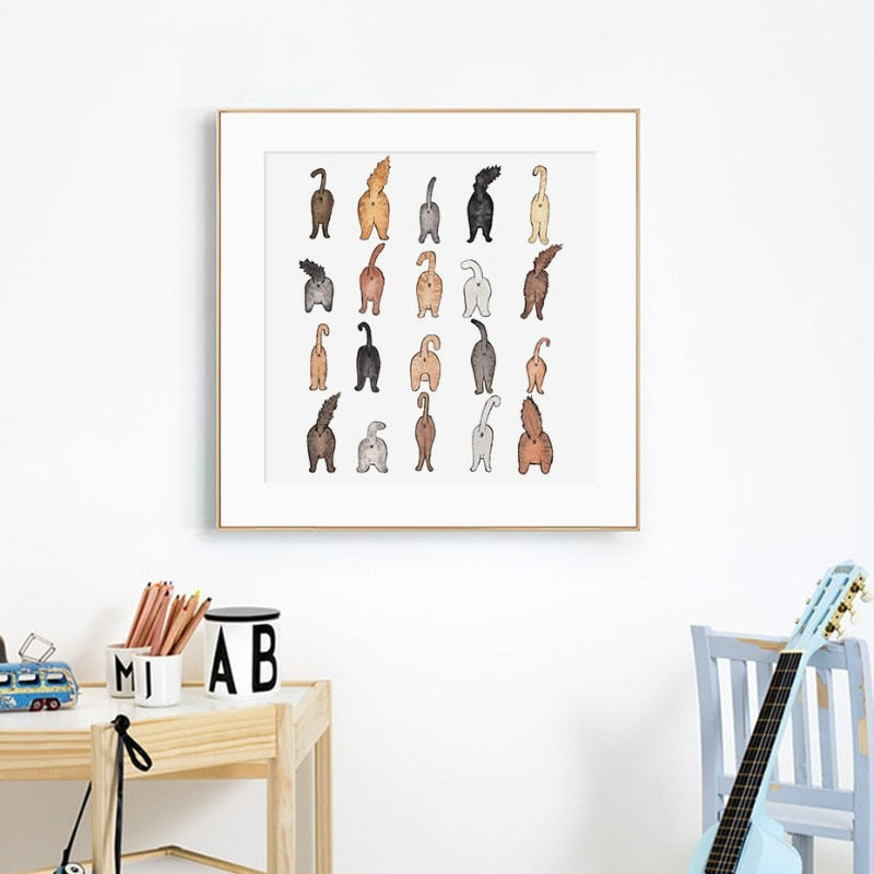 Cats From Back-Canvas Wall Art Painting | Bowlift