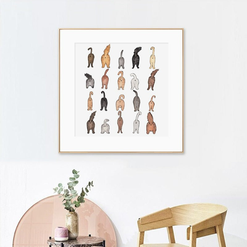 Cats From Back-Canvas Wall Art Painting | Bowlift