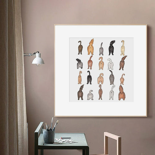 Cats From Back-Canvas Wall Art Painting | Bowlift