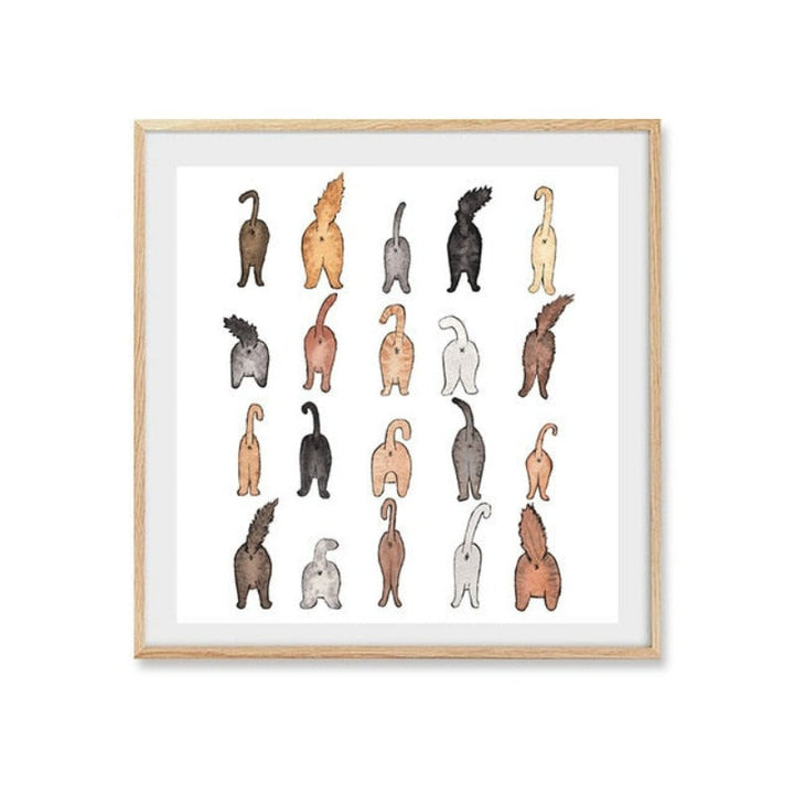 Cats From Back-Canvas Wall Art Painting | Bowlift