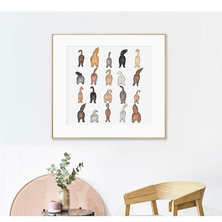 Cats From Back-Canvas Wall Art Painting | Bowlift
