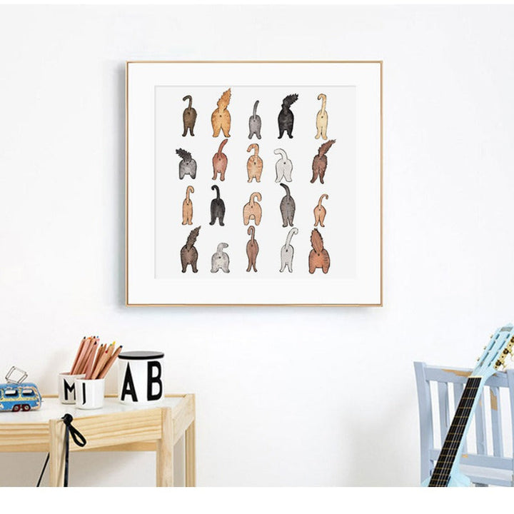 Cats From Back-Canvas Wall Art Painting | Bowlift