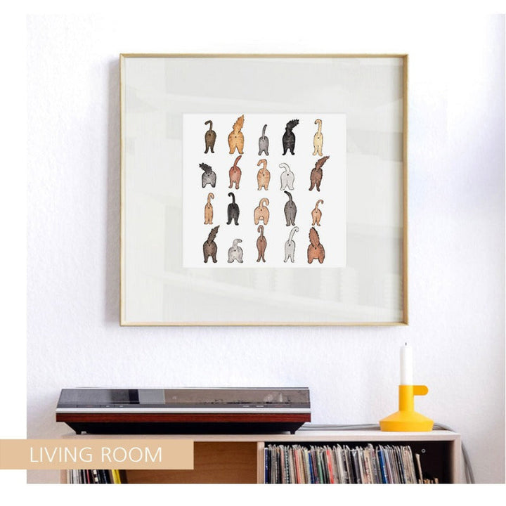Cats From Back-Canvas Wall Art Painting | Bowlift