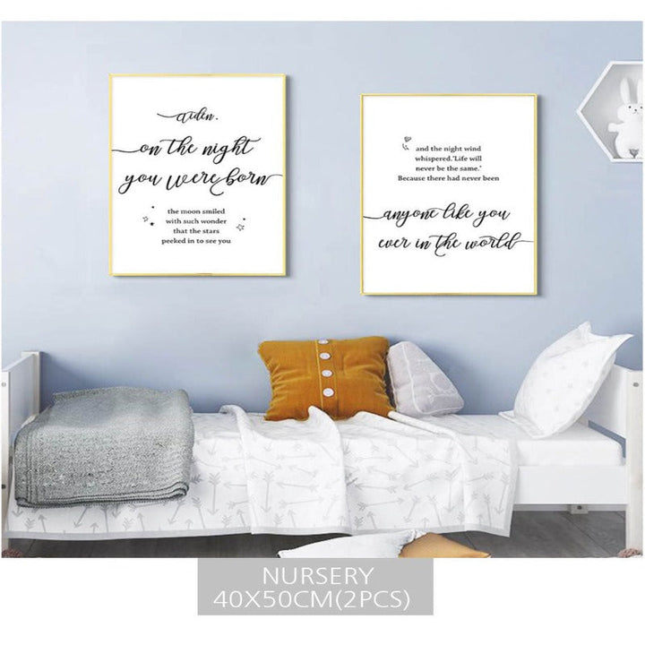 Baby And Parent Name Personalized - Canvas Wall Art Painting | Bowlift