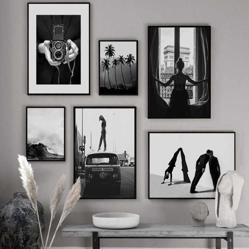 Abstract Scandinavia Black White Wall Art Pictures - Canvas Wall Art Painting | Bowlift