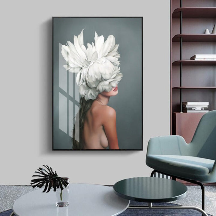 Floral Girl Wall Art Pictures Beauty  - Canvas Wall Art Painting | Bowlift