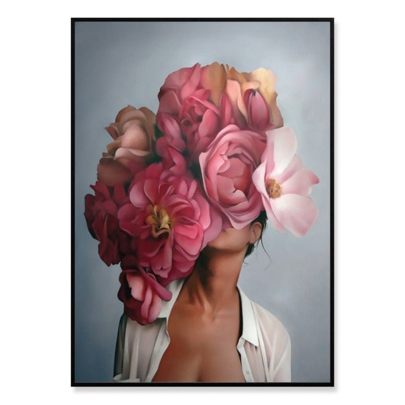 Floral Girl Wall Art Pictures Beauty  - Canvas Wall Art Painting | Bowlift