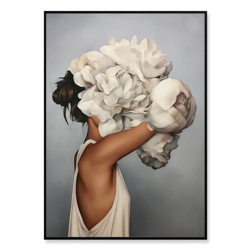Floral Girl Wall Art Pictures Beauty  - Canvas Wall Art Painting | Bowlift