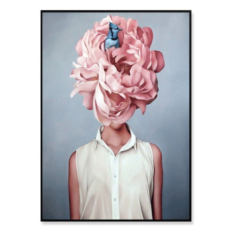 Floral Girl Wall Art Pictures Beauty  - Canvas Wall Art Painting | Bowlift