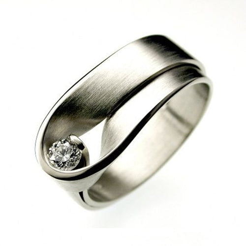 BowLift | Korean New Design Simple Chic Silver Color  White Zircon Ring for Women