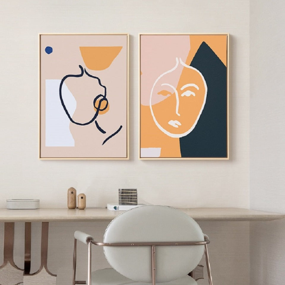 Scandinavia Abstract Figure Line Posters - Canvas Wall Art Painting | Bowlift