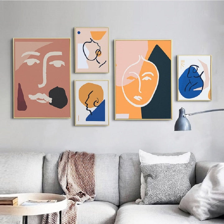 Scandinavia Abstract Figure Line Posters - Canvas Wall Art Painting | Bowlift