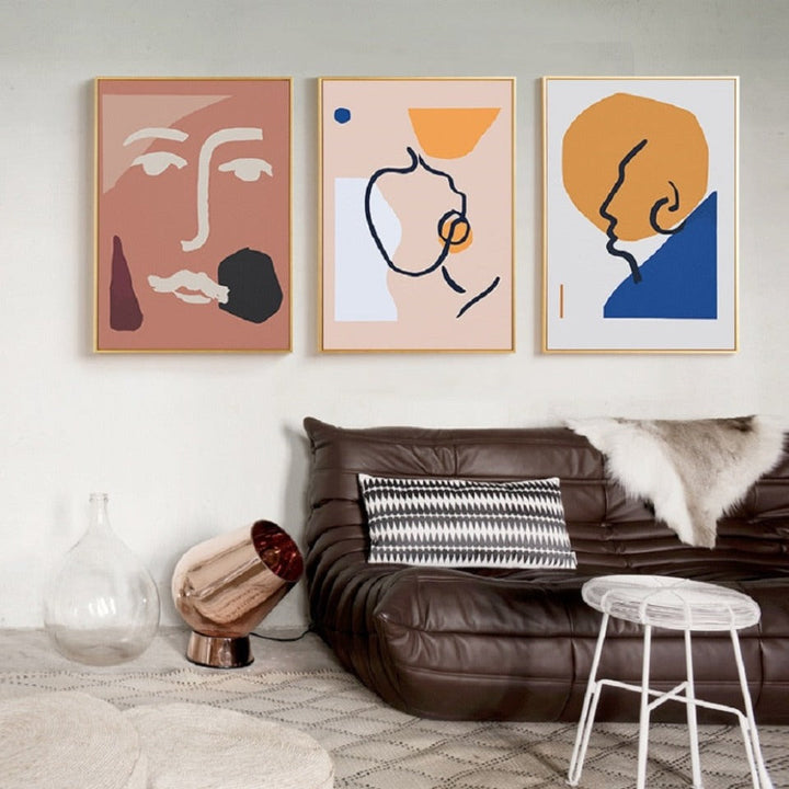 Scandinavia Abstract Figure Line Posters - Canvas Wall Art Painting | Bowlift
