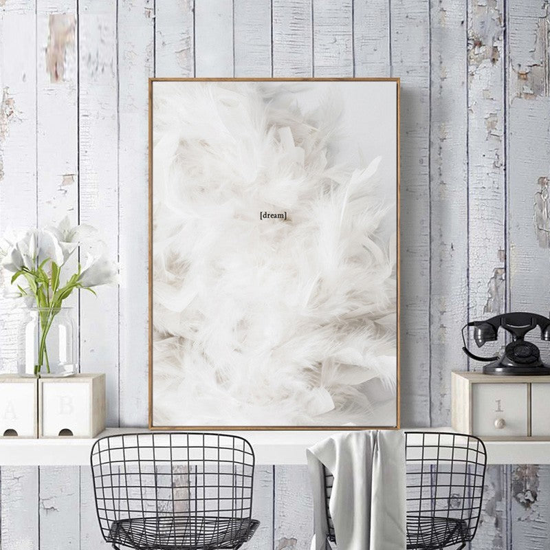 Nordic Refresh Feather Letters - Canvas Wall Art Painting | Bowlift
