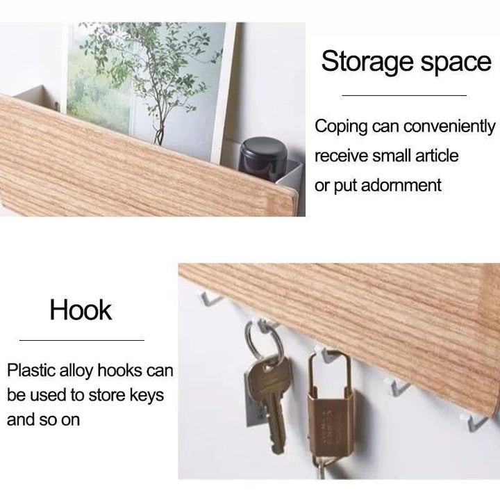 BowLift | KeyOrganize Wood Key Holder Wall Shelf | Multifunctional & Stylish | Wall Decor & Storage